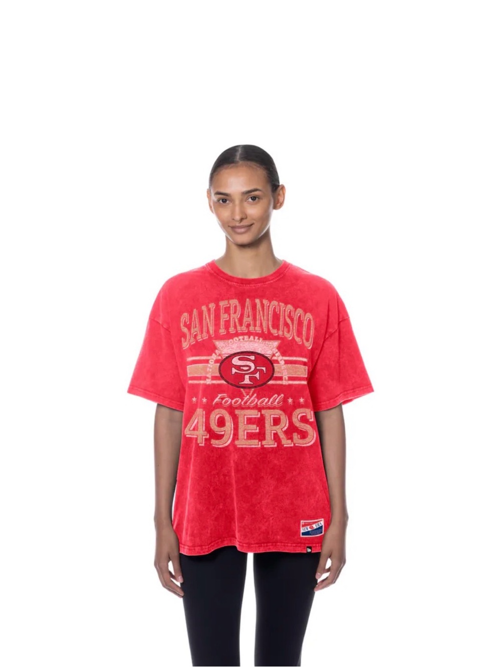 Women's San Francisco 49ers New Era Scarlet Throwback Oversized T-Shirt